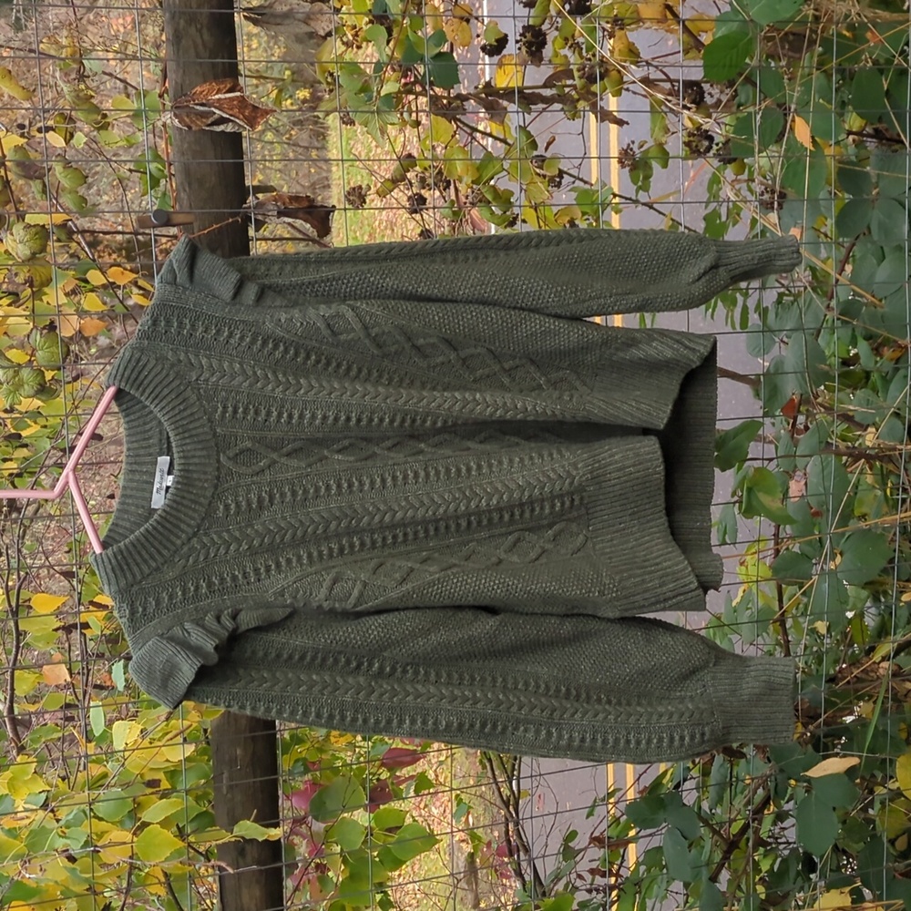 Madewell merino wool ruffle cableknit sweater